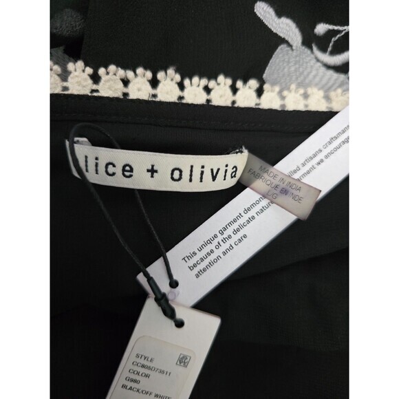 $440 Alice + Olivia Holden Embroidered Cold Shoulder Dress Large L - Picture 13 of 16